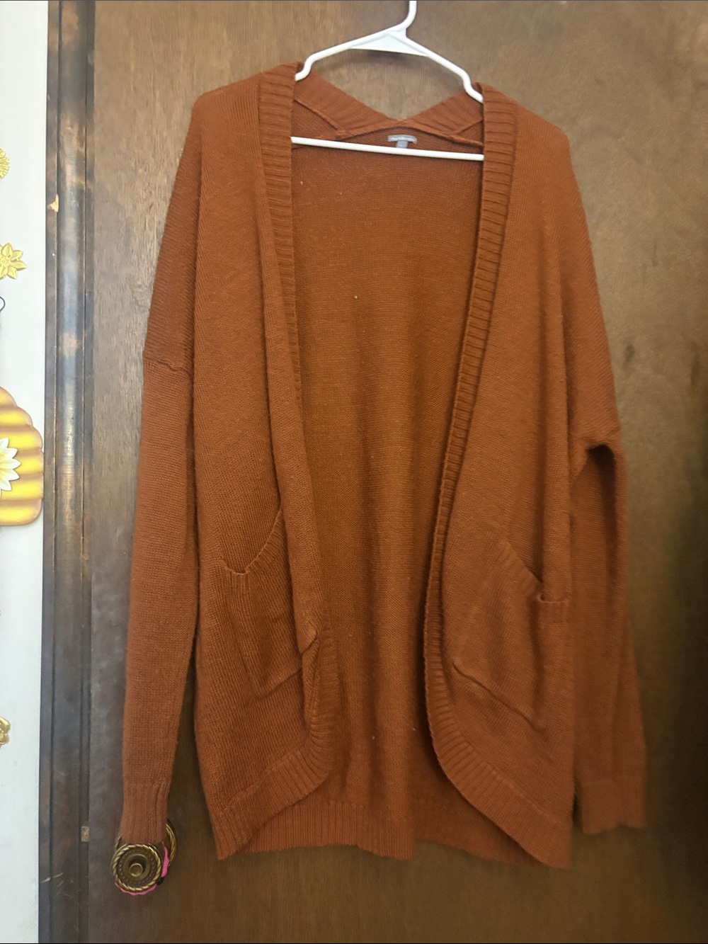 Charlotte Russe Burnt Orange Open-Front Pocket Cardigan